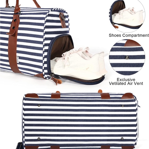 Oflamn Blue Stripe Weekender Tote Bag - Picture 5 of 5